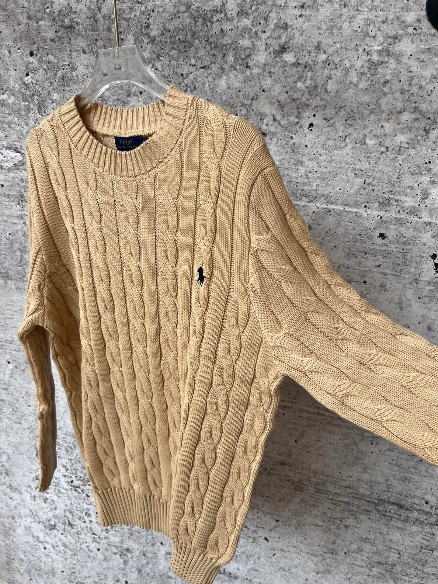 P230 Ralph Lauren men's and women's round neck rubberized sweater, made of the same pure cotton washed fabric as the original, no difference in craftsmanship details, original pony embroidery on the chest, restored one to one